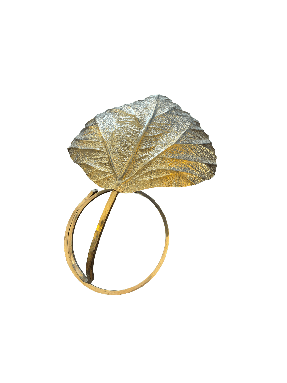 Vintage Italian Brass Leaf Table Lamp by Tommaso Barbi, 1970s