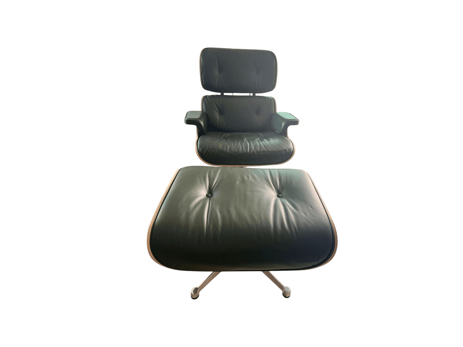 Eames Lounge Chair & Ottoman – Jade Olive Leather | Walnut | Vitra